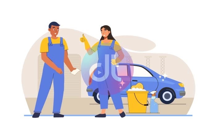 Car Washing Resizable Animation Scene