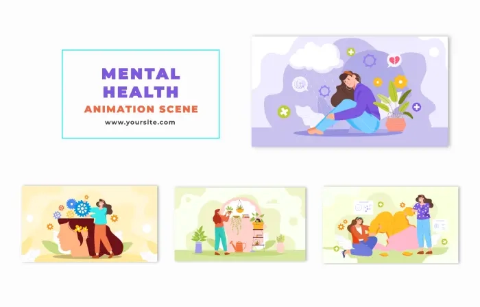 Cartoon Animation Scene of Characters and Mental Health