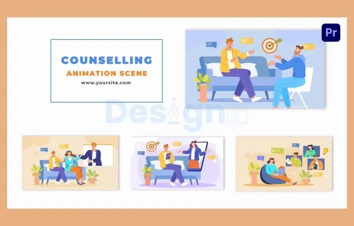 Cartoon Character Counselor Assistance Animation Scene