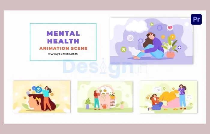 Cartoon Design Animation Scene of Characters and Mental Health