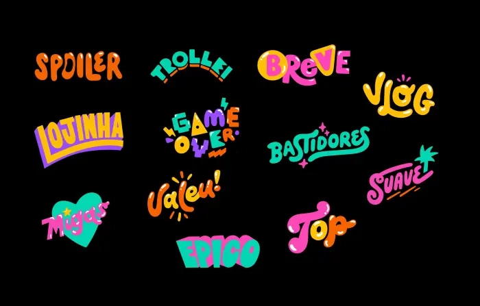 Cartoon Sticker Illustration of Custom Creative Titles