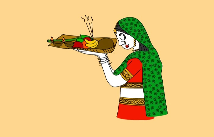 Chaath Pooja Festival Vector Illustration
