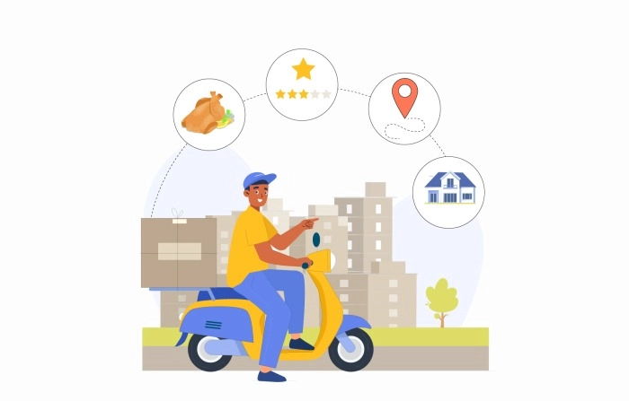 Character Illustration Of Food Delivery Service
