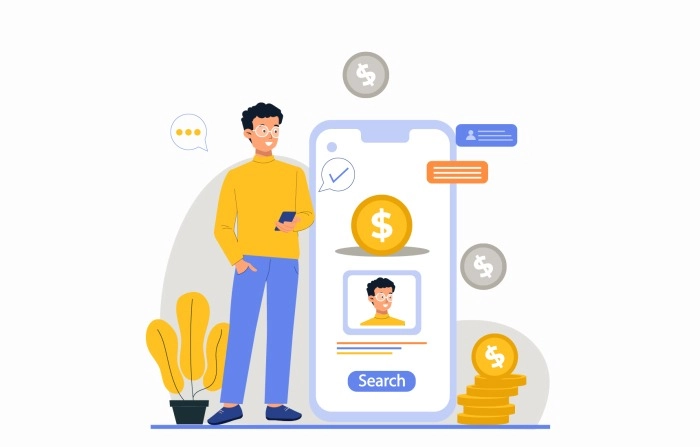 Character Illustration Of Online Banking