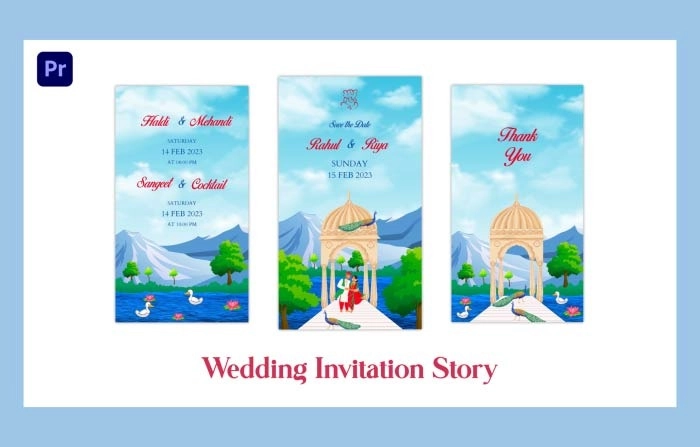 Character Wedding Invitation For Instagram Story Premiere Pro Template
