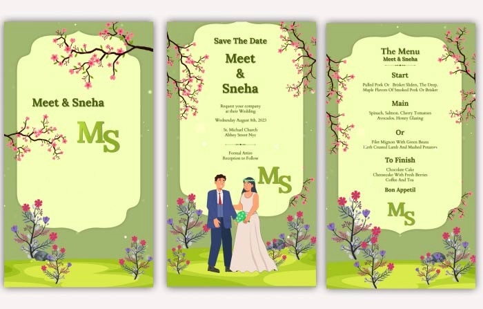 Character Wedding Invitation Instagram Story AE Template