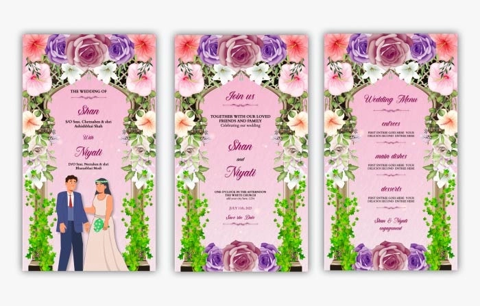 Character Wedding Invitation Instagram Story After Effects Template
