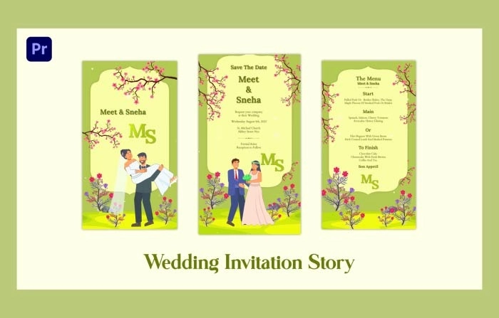 Character Wedding Invitation Instagram Story Pr Pro Template