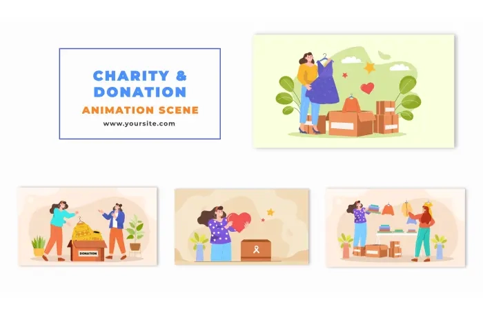 Charity and Donation Vector Animation Scene Template