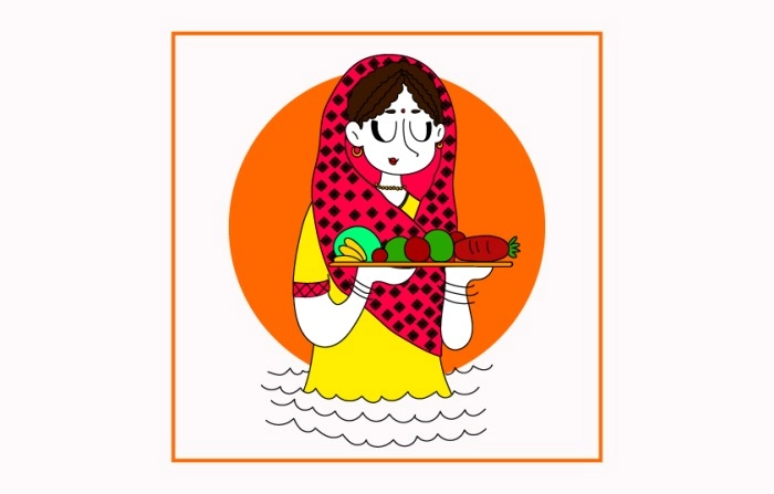 Chath Pooja Free Vector Illustration
