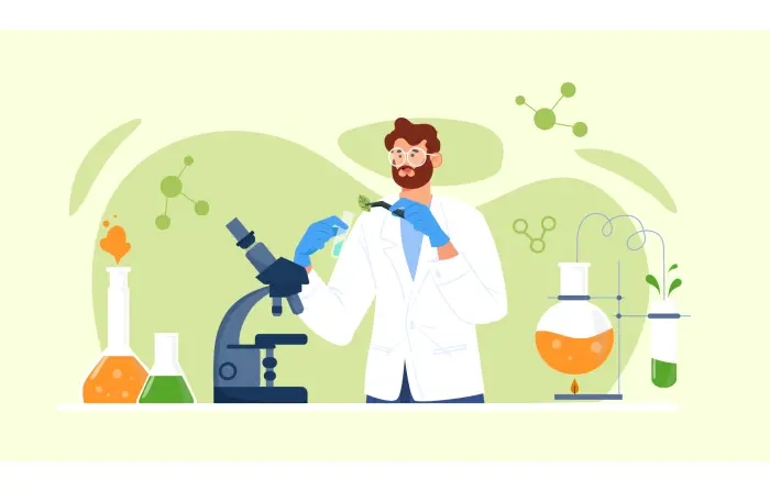 Chemistry Experiment Lab Equipment 2D Flat Character Illustration image