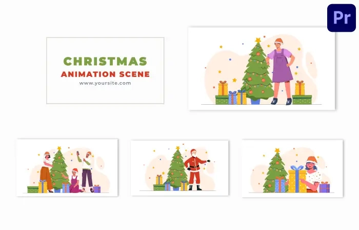 Christmas Festival Special Flat 2D Character Animation Scene