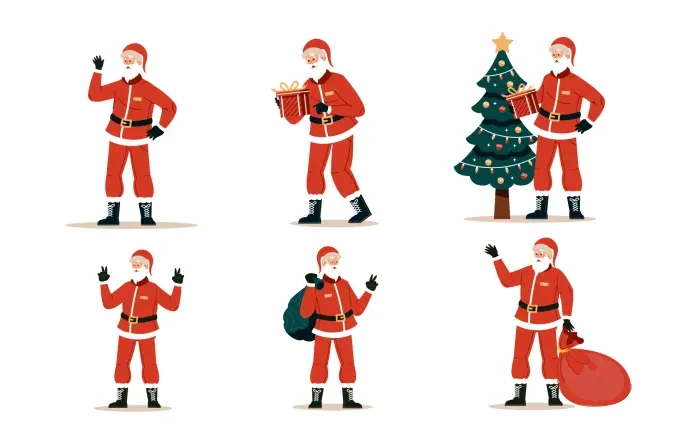 Christmas Santa Claus Flat Character Illustration