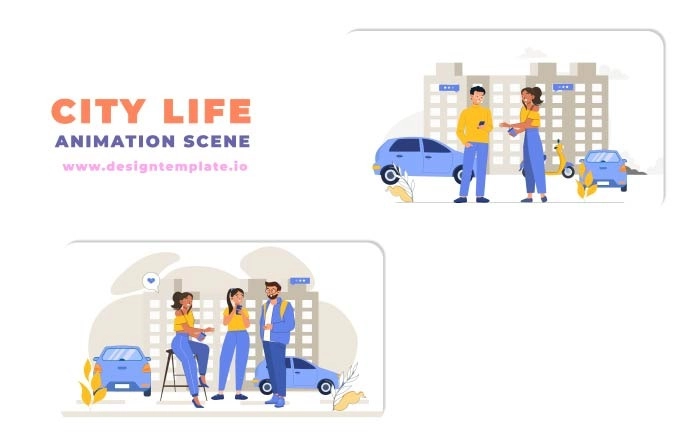 City Life Animation Scene After Effects Template