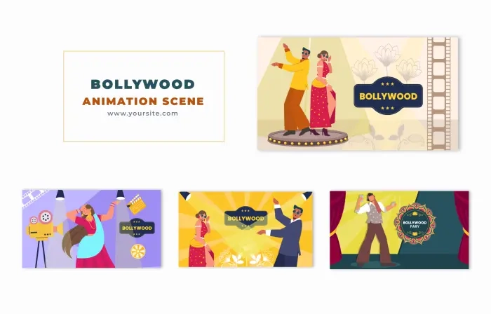 Classic Bollywood Flat Character Animation Scene