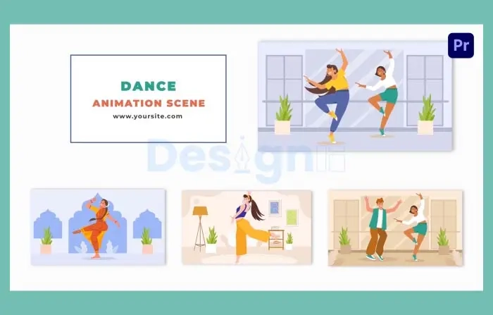Classic and Western Dance Showcasing Flat Character Animation Scene