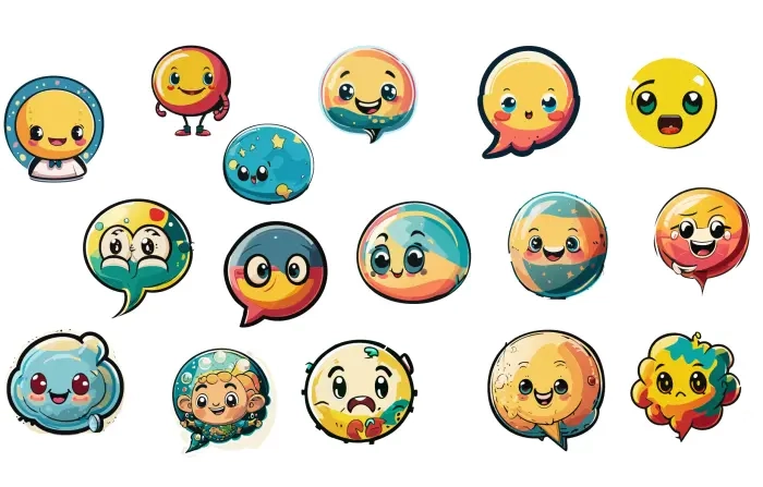 Comic Emoji Flat Character Design Vector Art Stock Illustration image