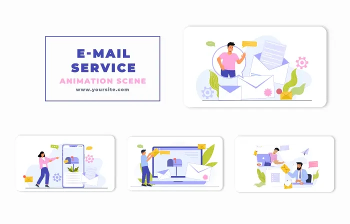 Computer E Mail Service Animation Scene