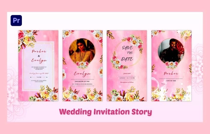 Create Beautiful Floral Wedding Invitations For your Instagram Story Premiere Pro Template