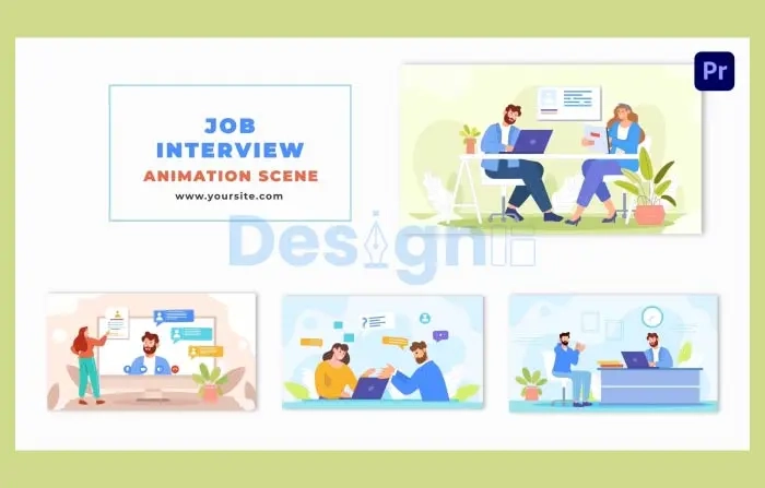 Creative 2D Job Interview Flat Character Animation Scene