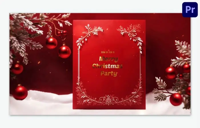 Creative 3D Golden Christmas Party Invitation Card Slideshow