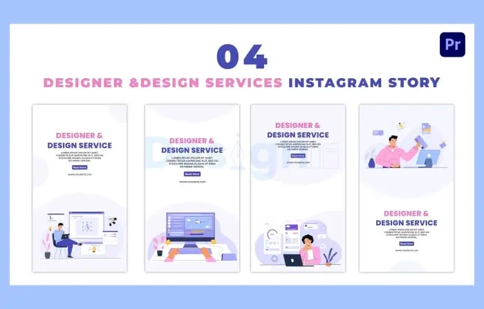 Creative Designer and Design Service Flat Characters Instagram Story