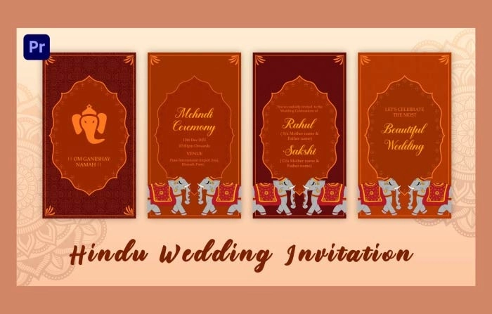 Creative Hindu Wedding Invitation Premiere Pro Template