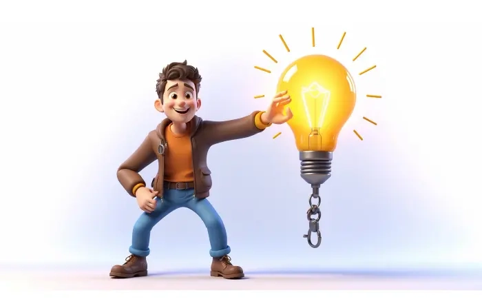 Creative Idea Thinking Boy 3D Cartoon Character Illustration
