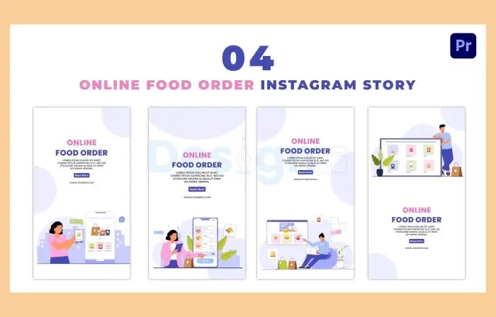 Creative Online Food Order Flat Character Instagram Story