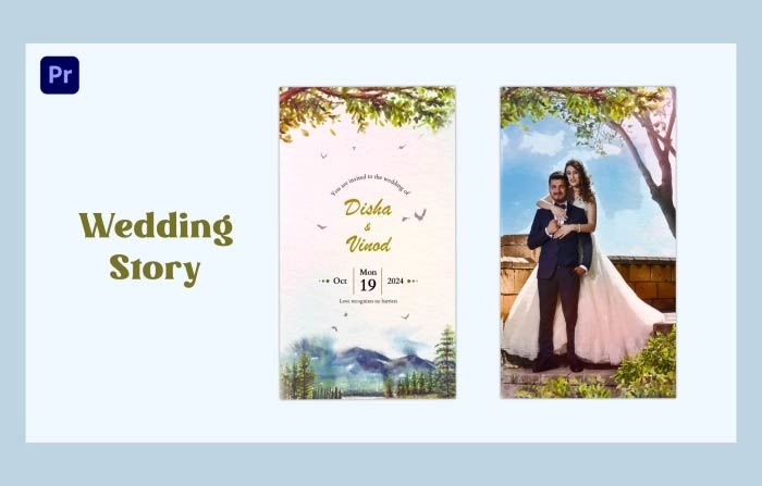 Creative Wedding Invitation Story Instagram Premiere Pro Template