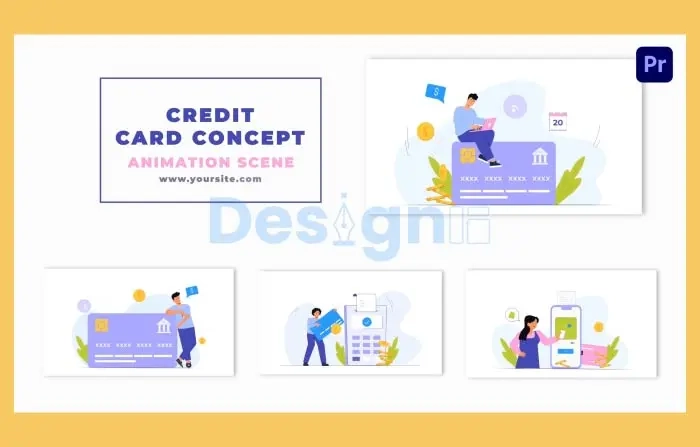 Credit Card Payment Character Animation Scene