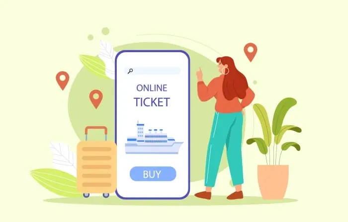 Cruise Booking Online 2D Vector Illustration