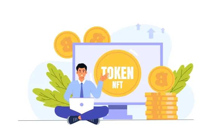 Cryptocurrency Bitcoin Nft Online Investment Finance Exchange Illustration