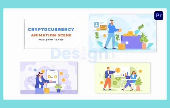 Cryptocurrency Exchange Process Flat Character Design Animation