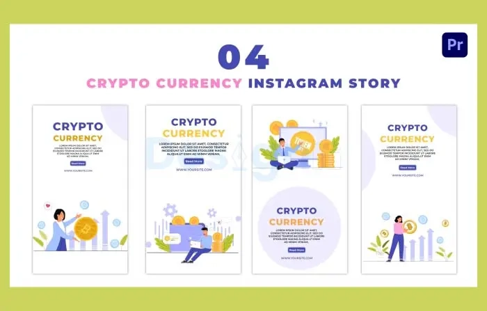 Cryptocurrency Investors Flat Character Instagram Story