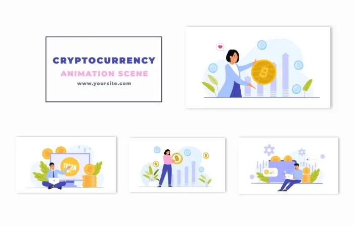 Cryptocurrency Market Happy Investors Character Animation Scene