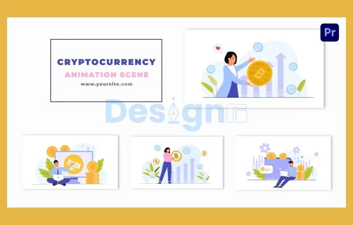 Cryptocurrency Market Investors Character Animation Scene
