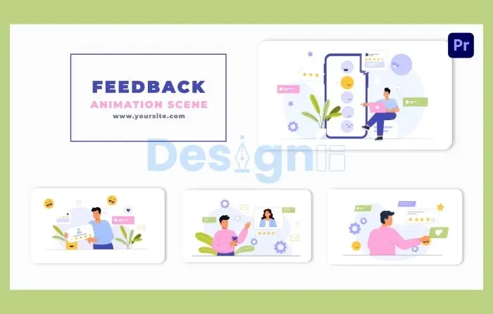 Customer Review Flat Character Animation Scene