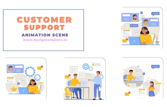 Customer Support Animation Scene After Effects Template