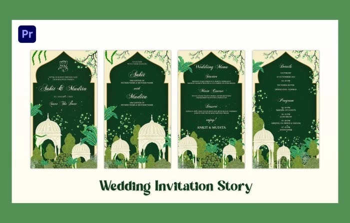 Customize Wedding Invitation Instagram Story Premiere Pro Templates