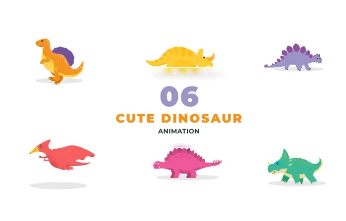 Dinosaur Flat Character Animation Scene