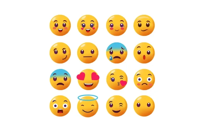 Cute Emoticon and Emoji Icon Set Illustration image