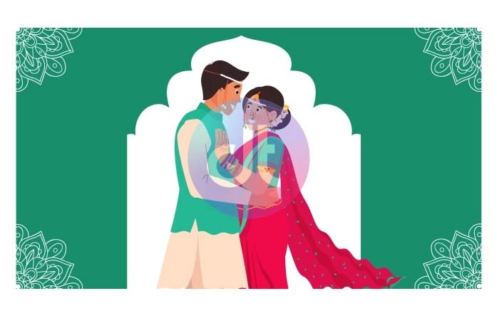 Cute Maharashtrian Couple Wedding Animation Scene