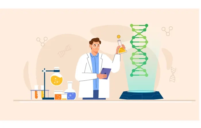 DNA Testing Doctor Flat Character Illustration
