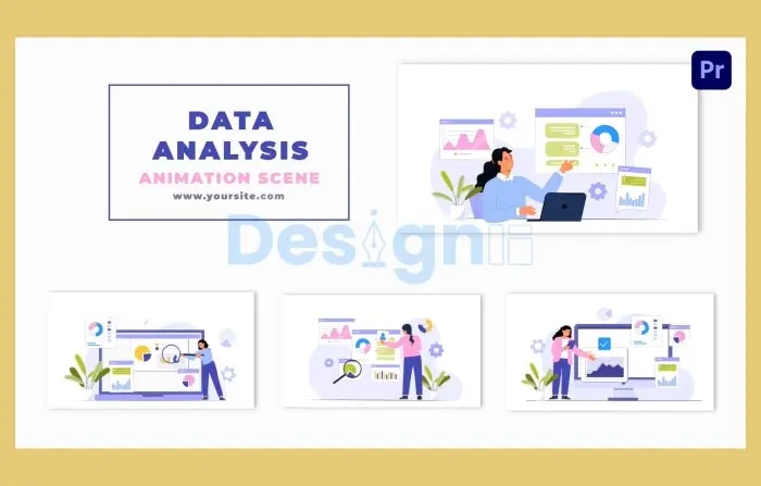 Data Analysis Flat Character Animation Scene