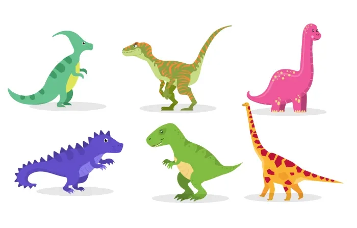 Different Types of Dinosaurs Vector Illustration