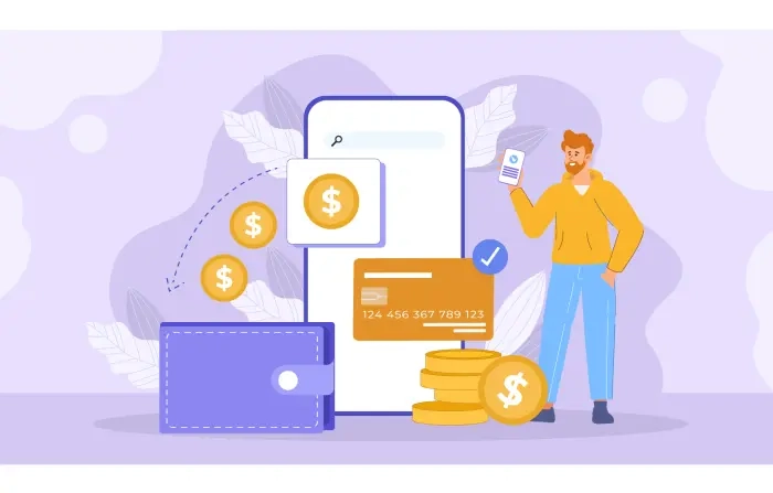 Digital Banking and Mobile Money Transfer Illustration