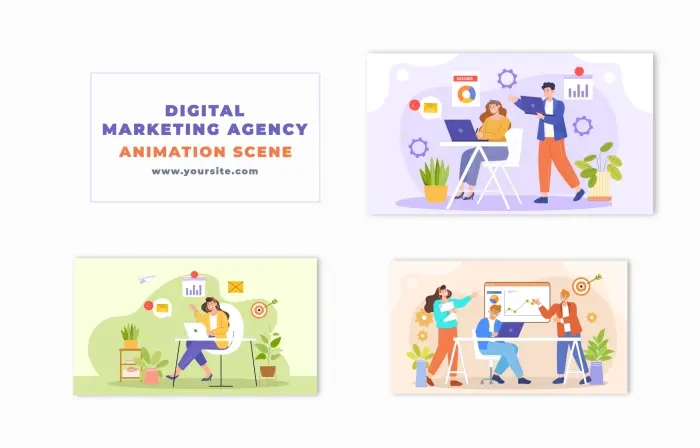 Digital Marketing Agency Vector 2D Animation Scene