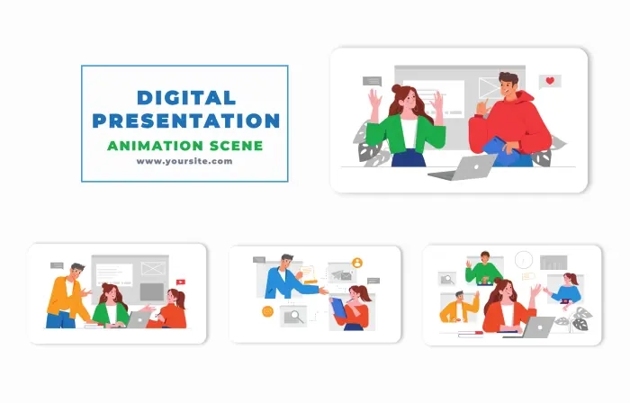 Digital Presentation Flat Character Animation Scene