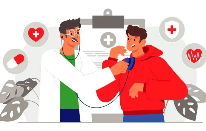 Doctor Examining a Patient Character Illustration